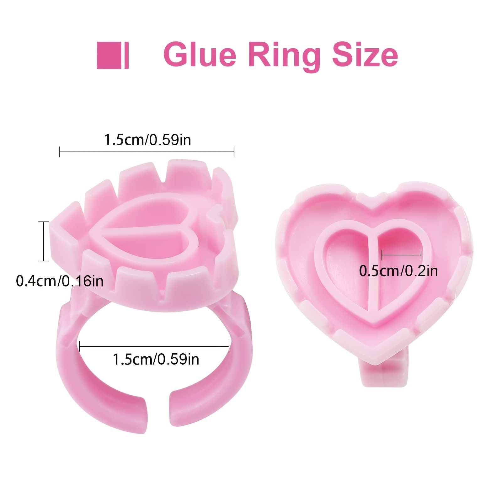 100PCSHeart Eyelash Glue Rings - Eyelash Extension Double Lash review and price