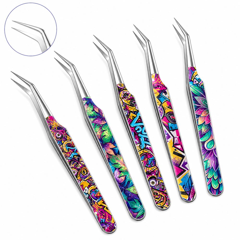 Metal Curved Stickers Tweezers - Lash Mapping Sticker review and price