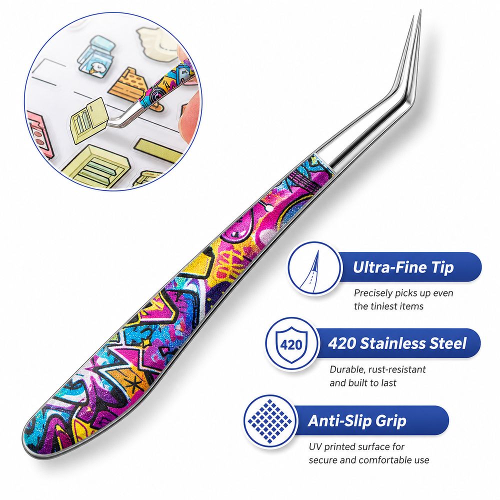 Metal Curved Stickers Tweezers - Lash Mapping Sticker review and price